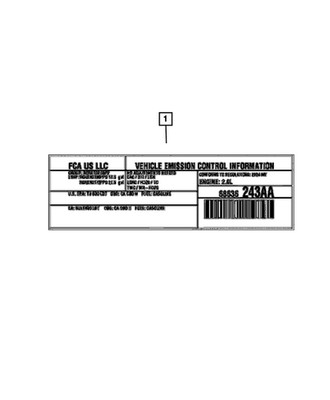 Genuine Mopar Vehicle Emission Control Information Label 68568154AA