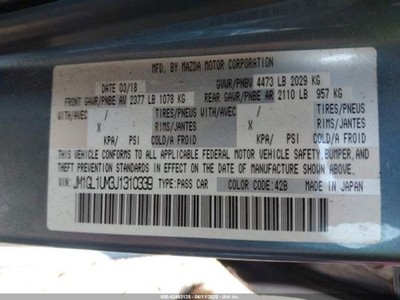 Used Air Cleaner Assembly fits: 2018 Mazda 6 2.5L AT Grade A