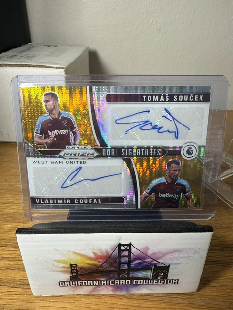2021-22 Panini Prizm EPL TOMAS SOUCEK VLADIMIR COUFAL GOLD PULSAR AUTO 5 /10