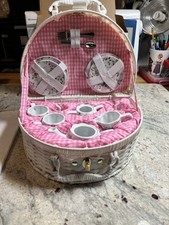 Porcelain Picnic Tea Set with Wicker Carrying Case By Dalton- New In Box 