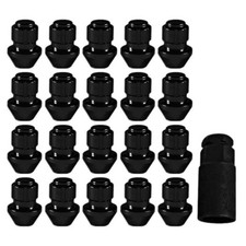 Gorilla Locking Lug Nut With Key Factory Bulge Black Chrome Set Mustang 15-26