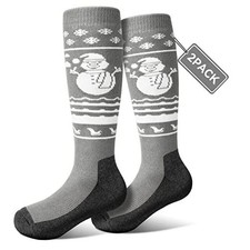 Kids Ski Socks 2/3 pairs Thermal Thick OTC Snow Socks X-Small 2 Pack Gray gray