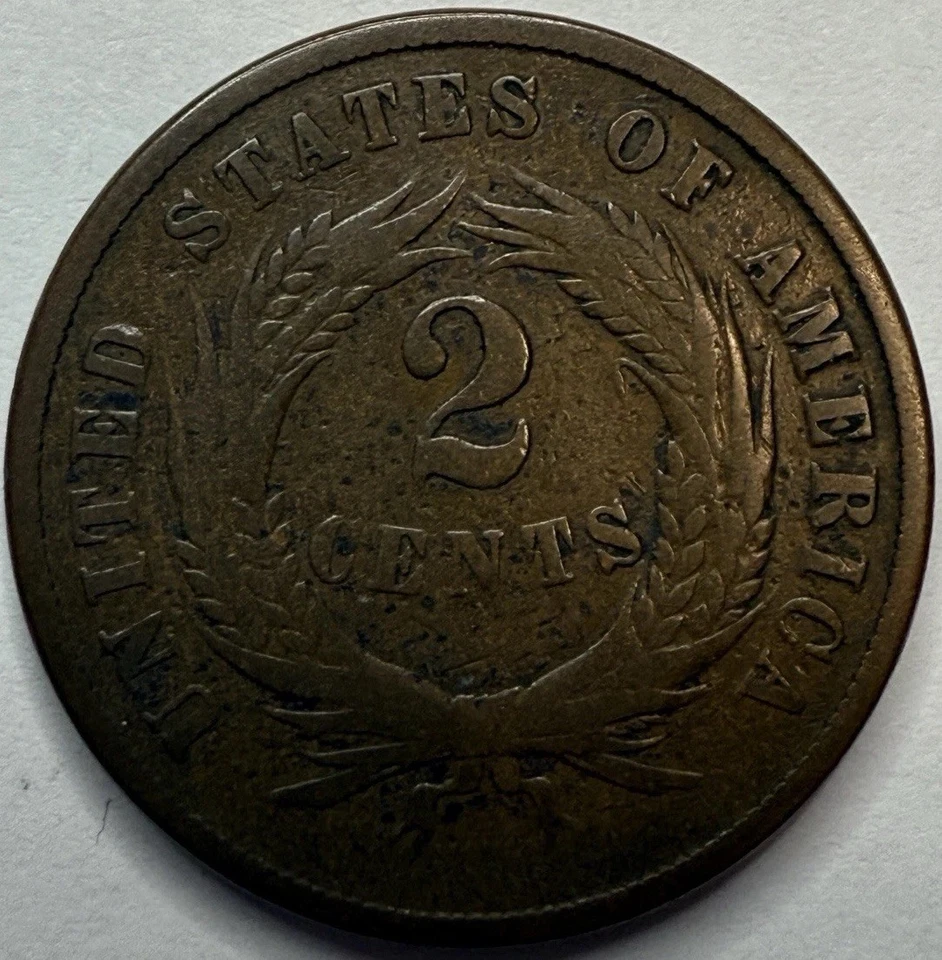 1871 US 2 Cent Coin 2c Exact Coin Imaged #2C134 - Image 2 of 2