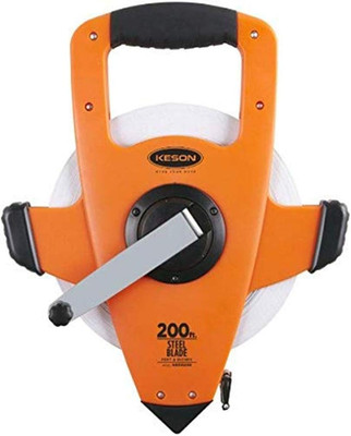 NRS18200 200ft Steel Tape Measure - Nylon-Reinforced, Speed Rewind, Orange