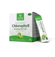Chlorophyll Stick Packs Detox Gut Health Support, Lime Twist Flavor