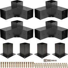 Grehitk Pergola Kit, Pergola Brackets 3-Way Right Angle Corner Bracket Woodwo...
