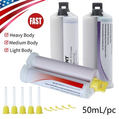 VPS PVS L/M/Heavy Body Fast Rapid Set Impression Material Mold, 50mL Cartridges
