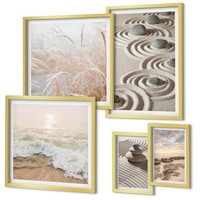Komplettes Poster Set Im Rahmen Entspannende Naturlandschaften Golden Rahmen