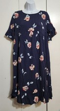 Isabel Maternity Navy Floral Babydoll Dress Small Cottagecore Boho Ruffle Hem