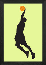 Silhouettes of basketball Framed Wall Art Poster Canvas Print Picture