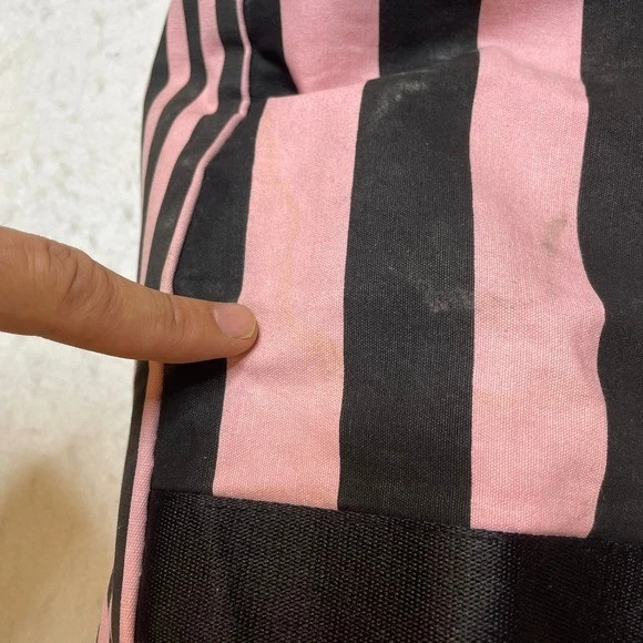 Victoria's Secret Pink Black Striped Duffle Bag Travel Weekend Overnight Bag - Image 4 of 4