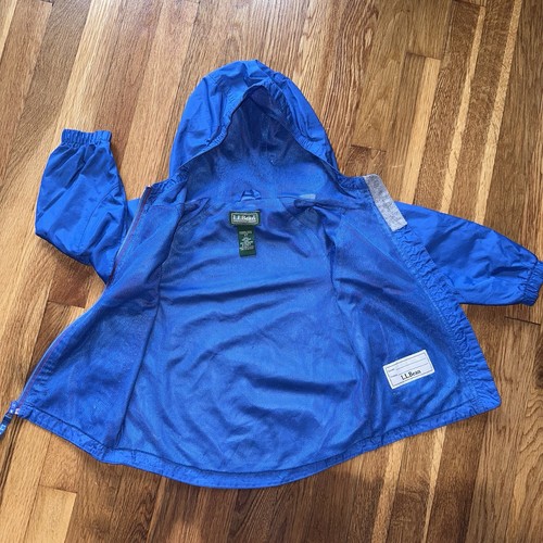 L.L. Bean Kids Windbreaker Rain Jacket Navy Blue 4T Lined Hoodie Pockets Fair - Picture 4 of 18