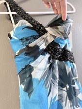 Maggie Sottero Flirt Size 4 Blue Floral Sweetheart Beaded Long Gown P4664