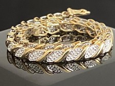 Stunning Diamond Tennis Bracelet 9ct Gold Hand Chain 9 Carat