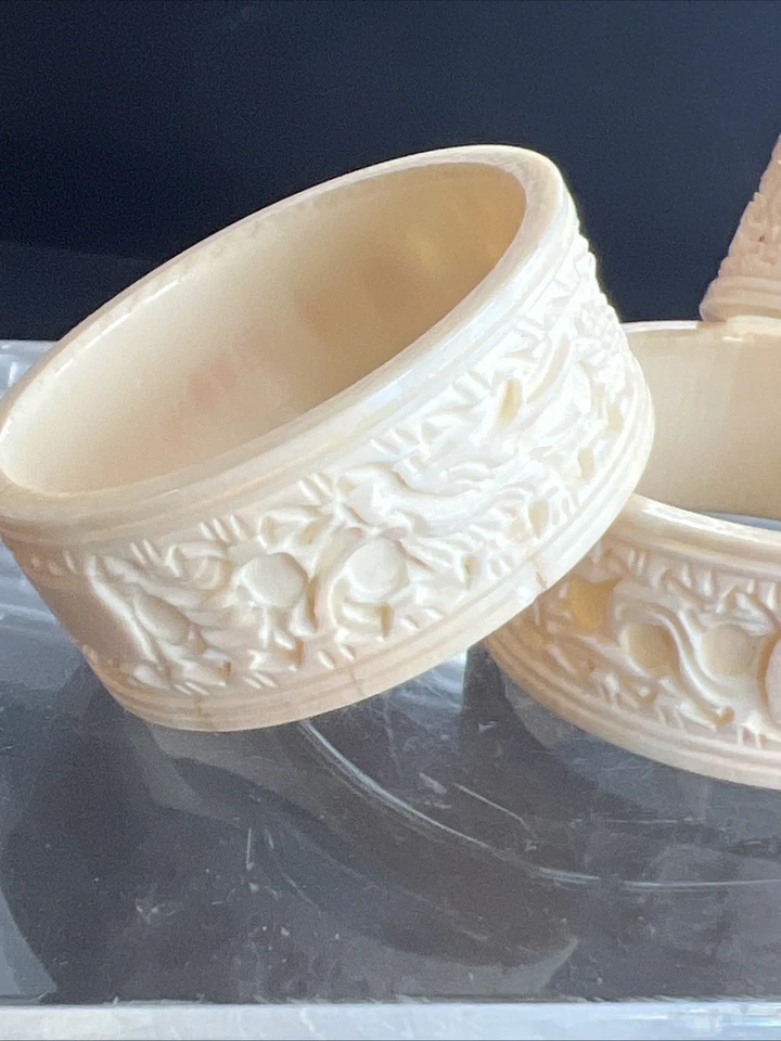 4 servilleteros chinos vintage tallados a mano diseño dragón Foto 2 de 4