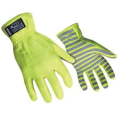 Ringers Gloves 307-09 Hi-Vis Mechanics Gloves, Nylon Palm, M, Green