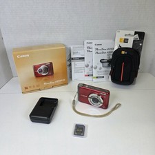 Canon PowerShot A3100 IS Digital Camera Red 12.1MP w/ Accessories - Tested Works