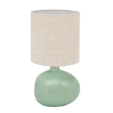 Bloomingville Stoneware Organic Shaped Table Lamp with Linen Shade and Inline...