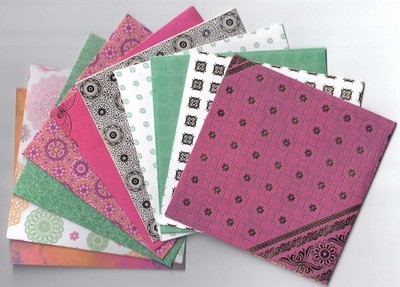 10 Patterned Handmade Envelopes - 'Bombay Sunset' Set B 160gsm 110mm x 110mm