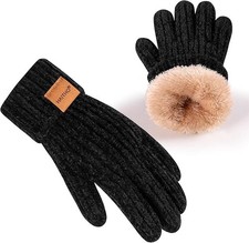 Kids Gloves Winter for Girls Boys Cold Weather, Toddler Chenille Cute Knit Glove