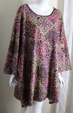 DAZZLING New Catherine's Sz 5X Ethnic Persian Trellis Purple Cotton Tunic Shirt