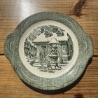 Vintage Green Transferware Christmas Platter “Old Curiosity Shop” Cottagecore