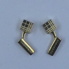 Burberry Checkered Gold Tone Metal Cufflinks ...