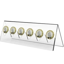 6-Slot Plastic Transparent Commemorative Coin Collection Acrylic Stand Holder