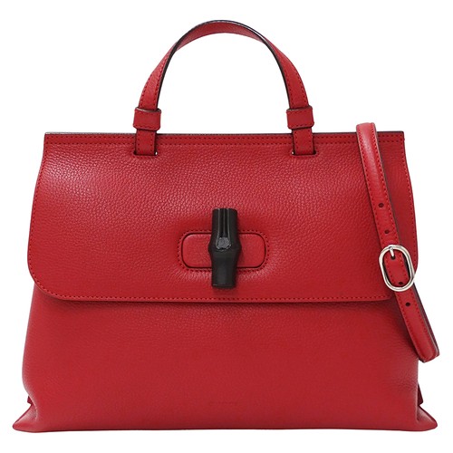 GUCCI Bag hand Shoulder 2 way bamboo Leather red 392013 500529