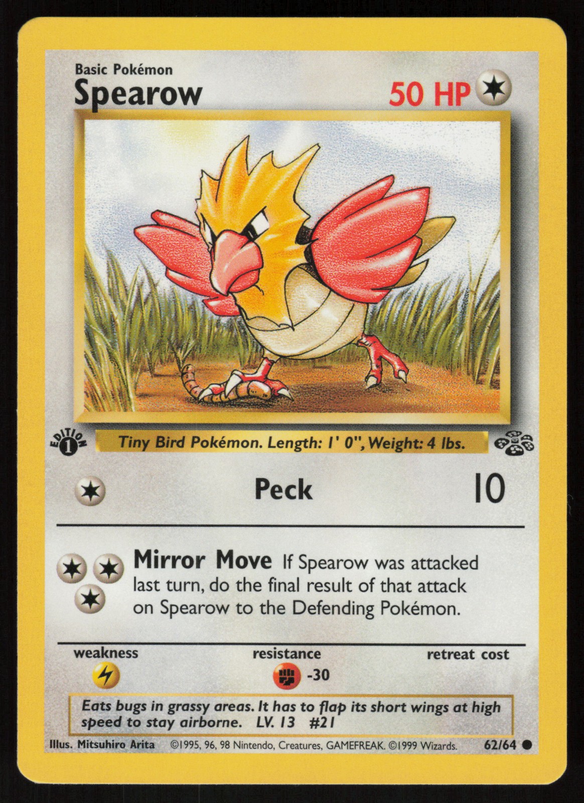 Pokemon Spearow Common 1st Edition Jungle 62/64 NM