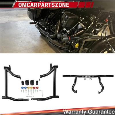 Front Rear Flat Out Crash Bar Set For Harley Touring Road Street Glide 2014-2025