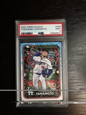 2024 Topps Holiday YOSHINOBU YAMAMOTO #H88 Holiday Tree Rookie Card RC- PSA 9 MT. rookie card picture