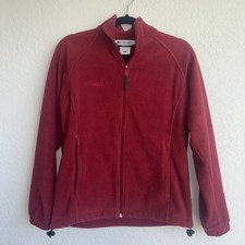Columbia Women  s Sz Small Red Fleece Full Zip Up Jacket Outdoors Winter Layers