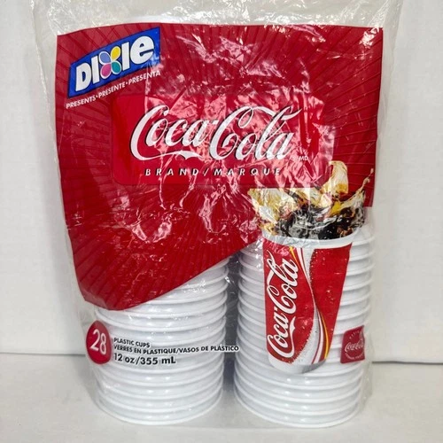 VTG 2003 Coca Cola Plastic Cups Dixie 12 oz  28 ct Original Package Collectable