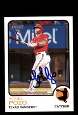 Signed Baseball Card Auto Yohel Pozo 2022 Topps Heritage #614 Texas Rangers