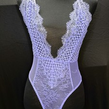 2015 Victoria's Secret Purple Lace Teddy Unlined Bodysuit Adjustable Size SMALL