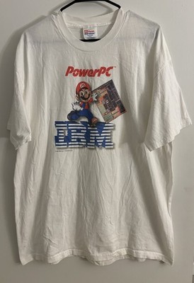Vintage 2000 Super Mario IBM PowerPC Promo Tee White XL Nintendo Tech RARE