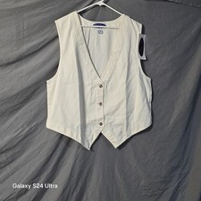 90s Blue Diamond Cream Cotton Work Vest - NWT - XXLDeadstock vintage work vest