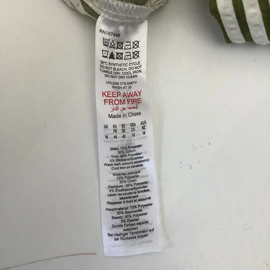 Pantalón Boohoo Verde Blanco Rayas Cintura Alta Pierna Ancha Reino Unido 16 Poliéster Algodón Foto 4 de 4