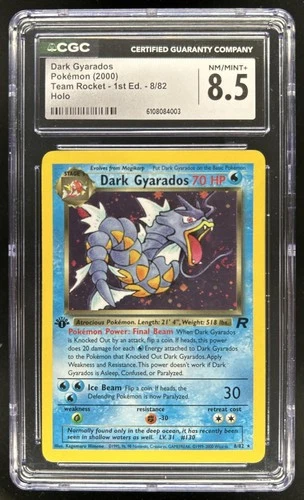 2000 Pokemon Team Rocket First Edition Dark Gyarados Holo #8/82 CGC 8.5