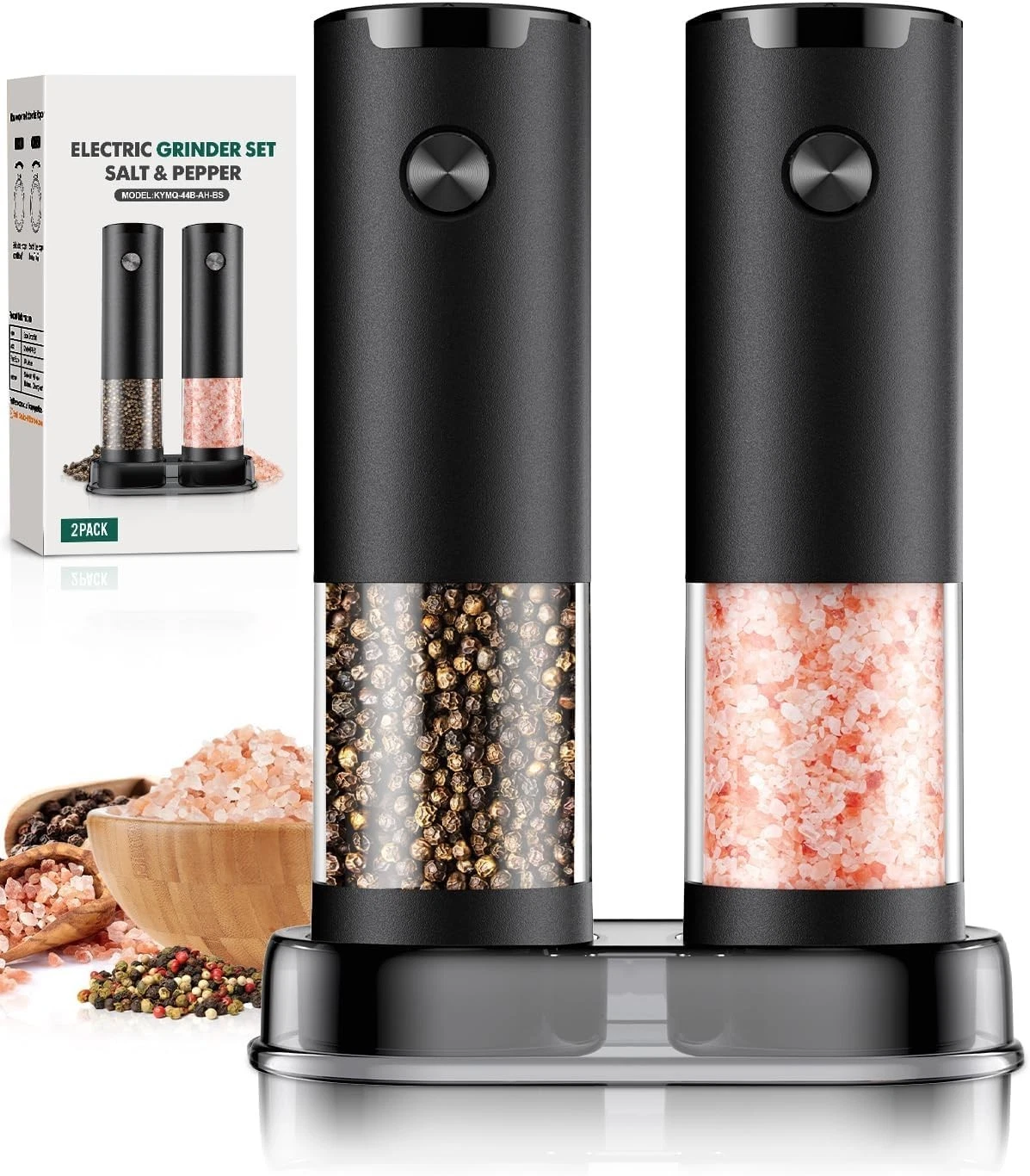 Electric Salt and Pepper Grinder Set Automatic Battery Pepper Mill Shakers Ad...