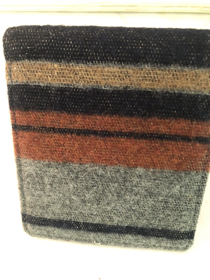 NUEVO Gap GQ Hillside Manta Rayas Cartera Lana Algodón Cuero Foto 3 de 4