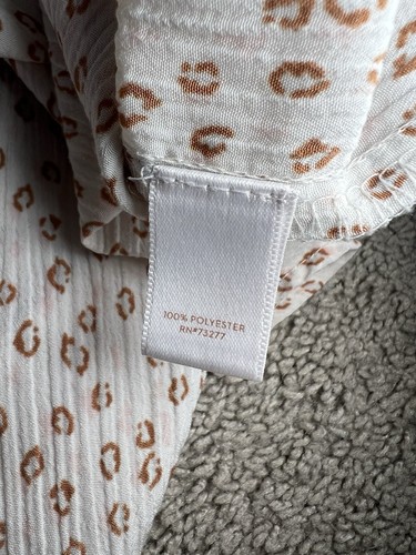 Lauren Conrad Brown & White Short Bell Sleeve Pullover Blouse Women Size Small - Picture 9 of 9