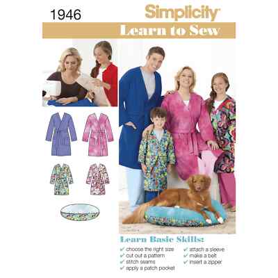 Simplicity Nähen lernen Kinder Teenager & Erwachsene Morgenmantel Schnittmuster S1946