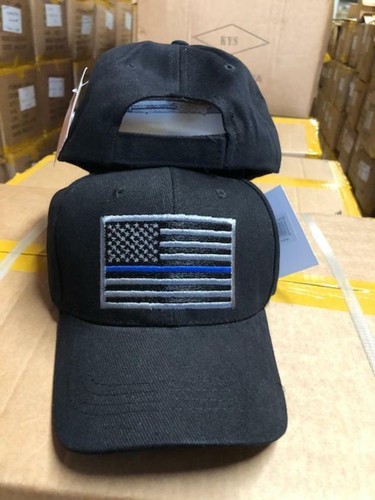 Thin Blue Line Black USA American Flag 