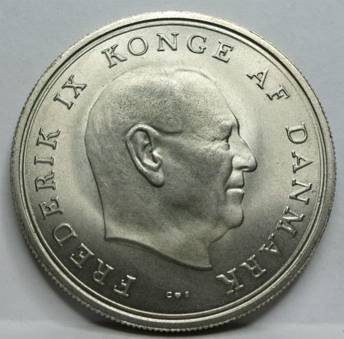 DENMARK Kingdom 10 kroner 1967 UNC Silver Princess Margrethe King Frederik #F24 - Picture 5 of 6