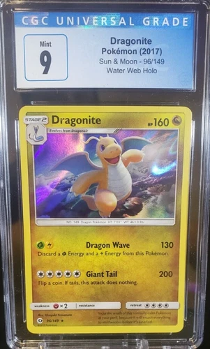 Pokemon Dragonite 2017 Sun & Moon WATER WEB Holo 96/149 CGC 9 Mint LOW POP