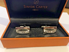 Simon Carter London Silver & Clear Crystal 3D Curved Rectangular Cufflinks Boxed
