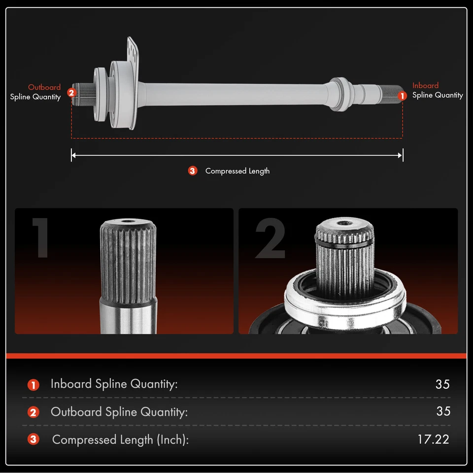 CV Intermediate Shaft for Ford Escape 01-12 Mercury Mariner Auto 4WD Front Right - Image 2 of 4