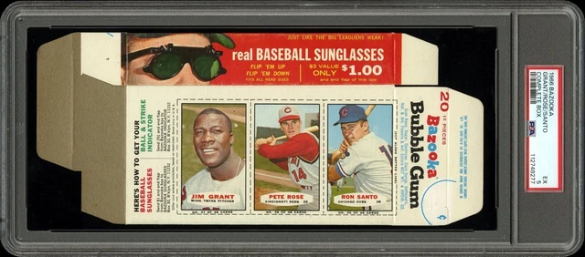 1966 Bazooka Complete Box Pete Rose/Ron Santo/Jim Grant-20 Piece PSA Graded 5 EX